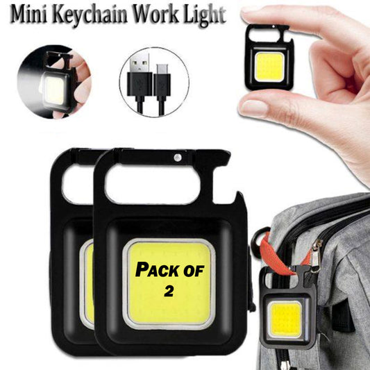 Pack of 2 Portable Multifunctional Super Bright COB Rechargeable Keychain Lights