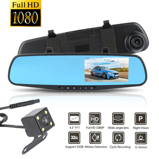 Full HD 1080P Dual Mirror Camera With 4.5″ TFT LCD Crystal-Clear Recording Vehicle Blackbox DVR